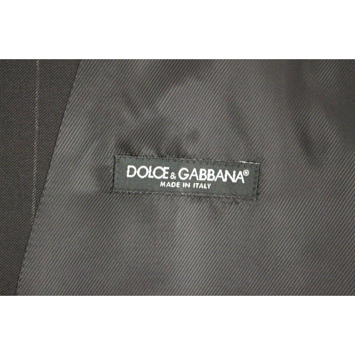 Dolce & Gabbana Elegant Black Striped Wool Dress Vest Dolce & Gabbana