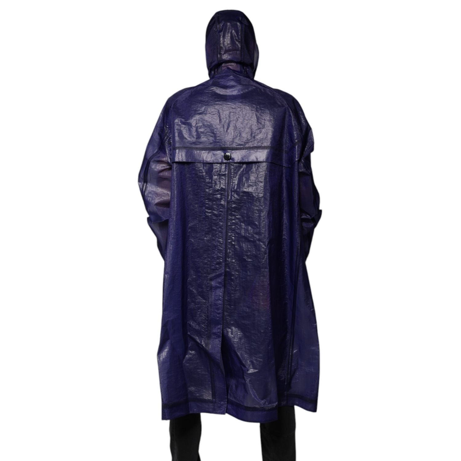 Dolce & Gabbana Dark Blue Cotton Hooded Men Raincoat Jacket