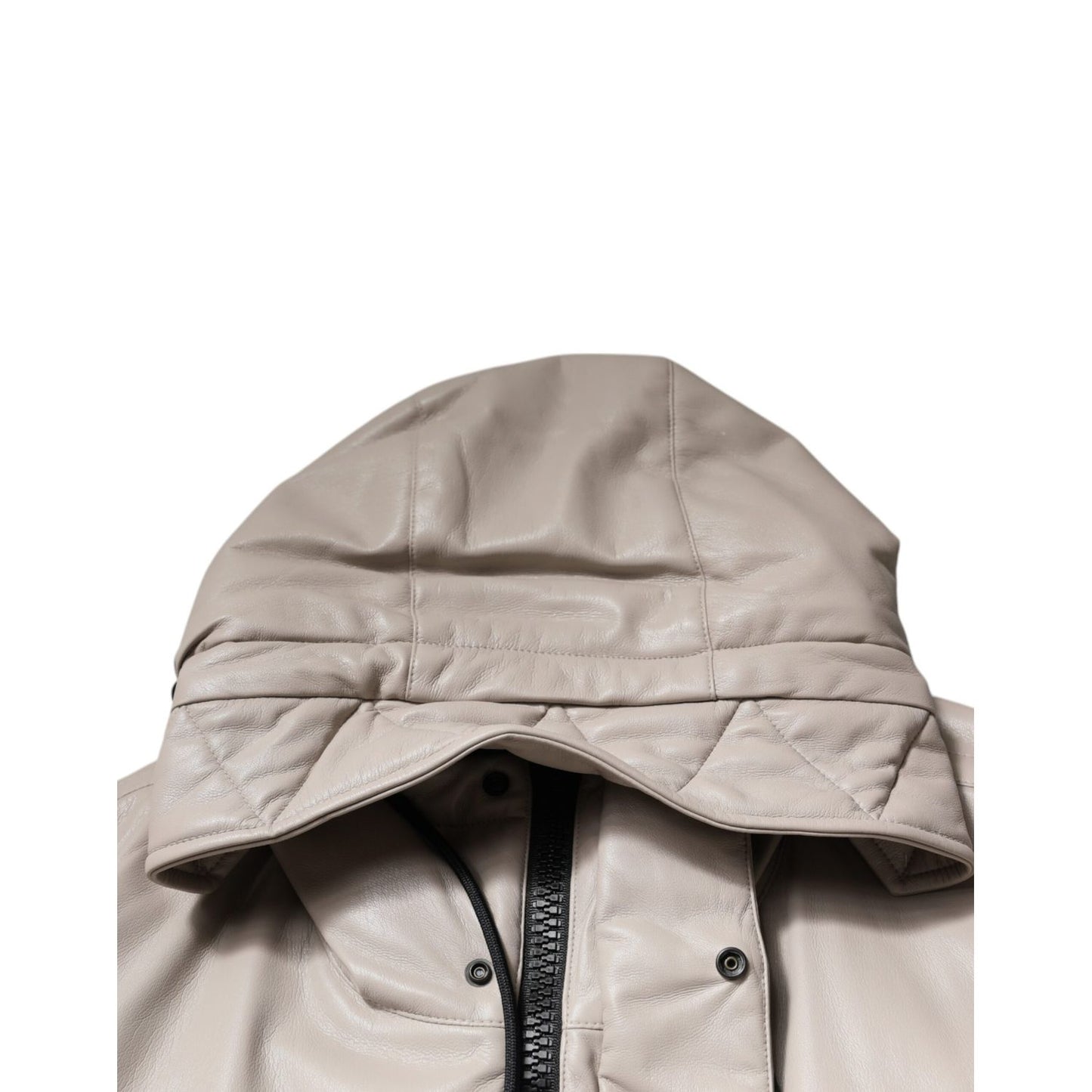 MSGM Beige Full Zip Hooded Long Sleeves Casual Coat Jacket