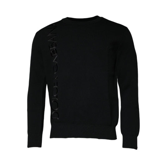 Dolce & Gabbana Black Nylon Logo Crew Neck Pullover Sweater