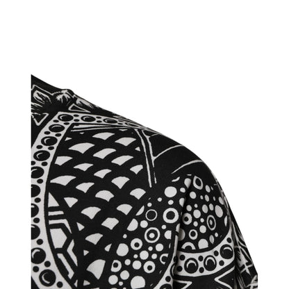 Dolce & Gabbana White Black Print Cotton Sweatshirt Sweater