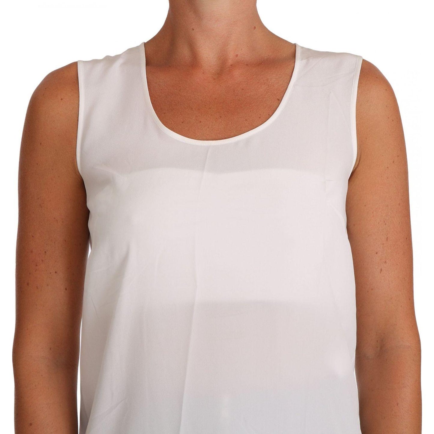 Dolce & Gabbana Elegant Sleeveless White Silk Blouse Top Dolce & Gabbana