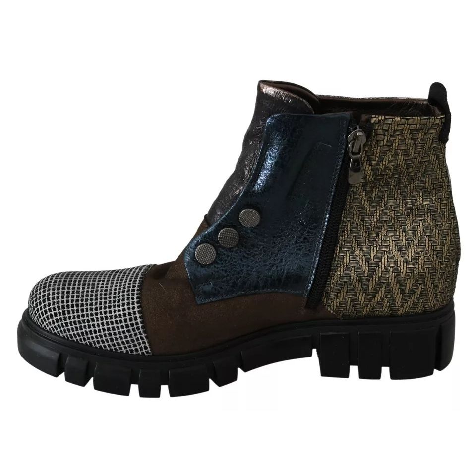 EBARRITO Multicolor Leather Suede Zipper Ankle Boots Shoes EBARRITO