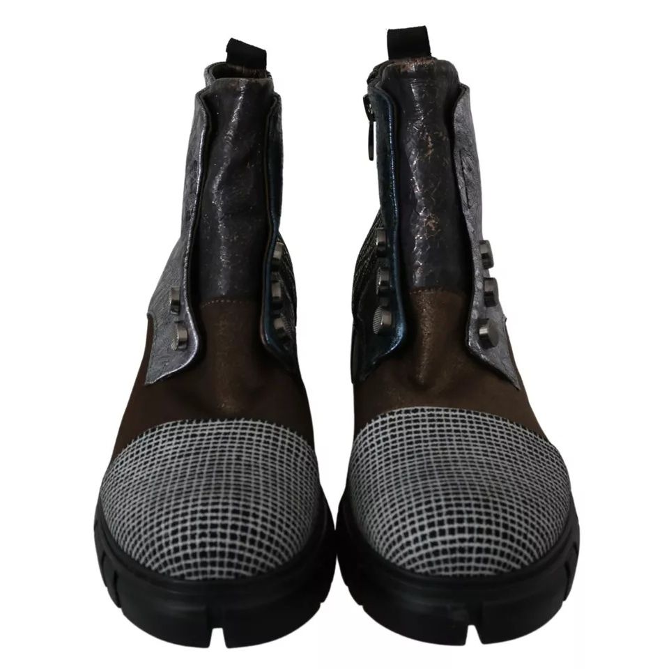 EBARRITO Multicolor Leather Suede Zipper Ankle Boots Shoes EBARRITO