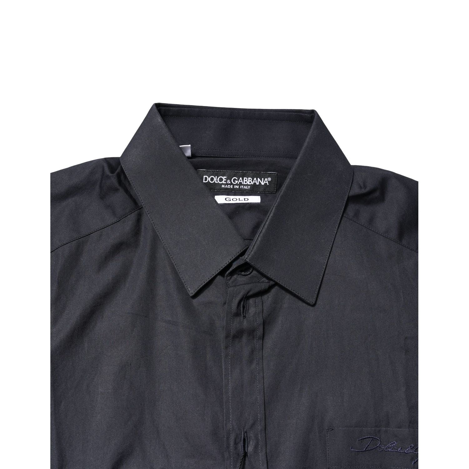 Dolce & Gabbana Dark Blue GOLD Cotton Long Sleeves Dress Shirt