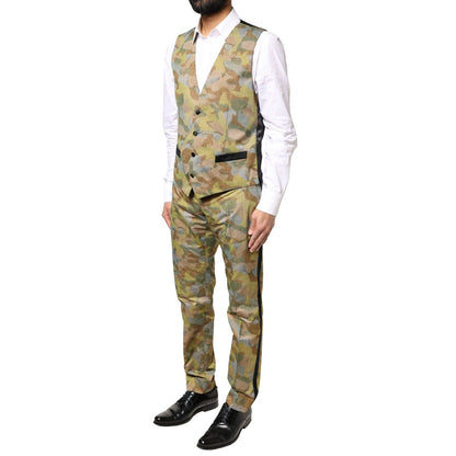 Dolce & Gabbana Multicolor Camouflage SICILIA 3 Piece Suit