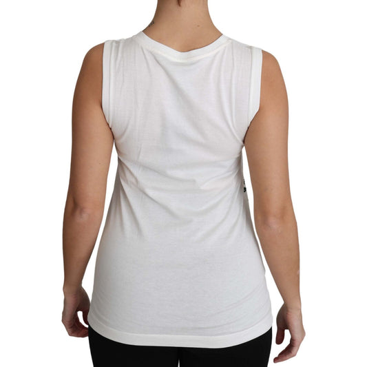 Dolce & Gabbana Elegant White Sleeveless Cotton Silk Shirt Dolce & Gabbana