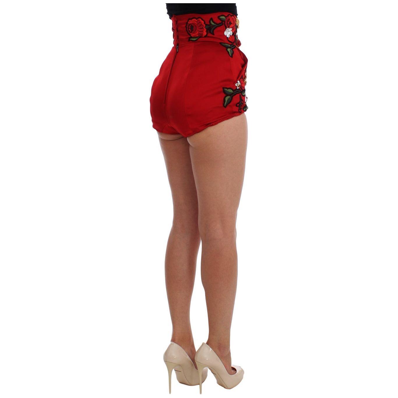 Dolce & Gabbana Elegant Silk High Waist Embroidered Shorts Dolce & Gabbana