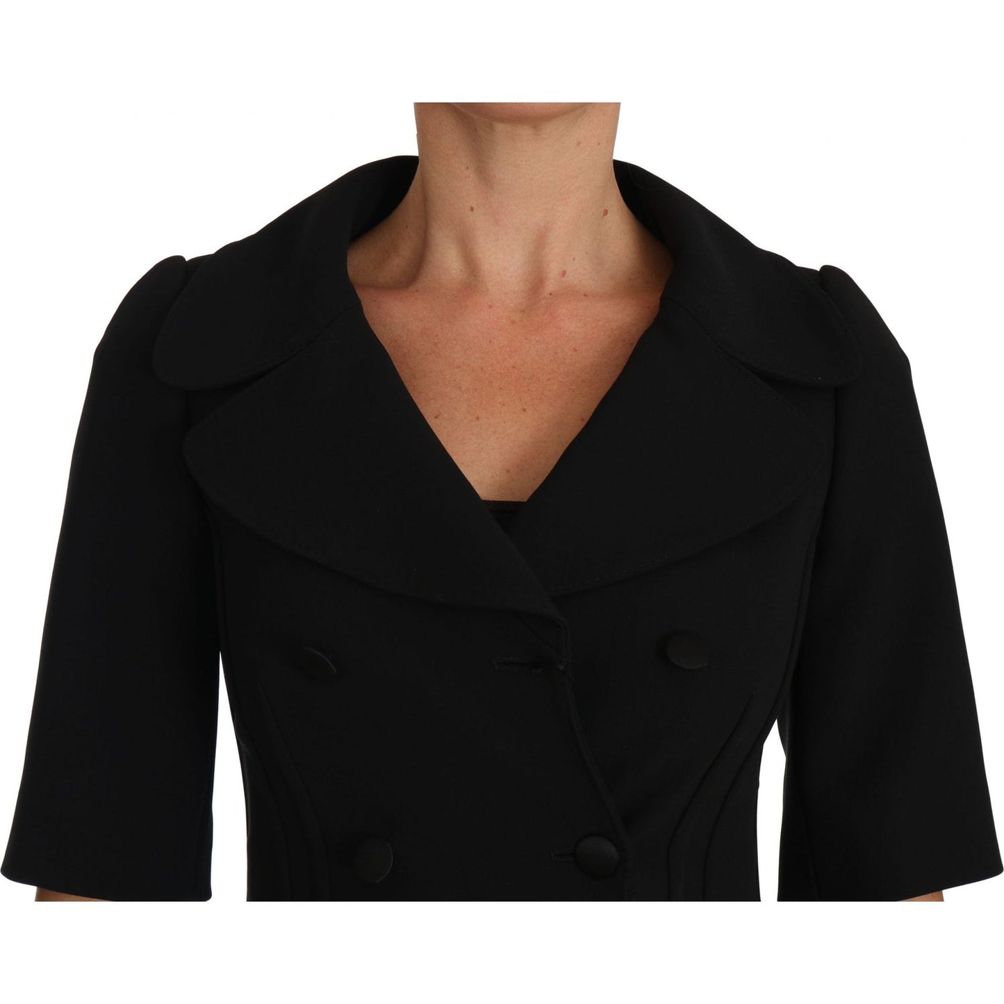 Dolce & Gabbana Elegant Black Cropped Wool Blazer Dolce & Gabbana