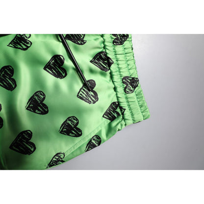 Dolce & Gabbana Green Heart Print Cargo Men Bermuda Shorts