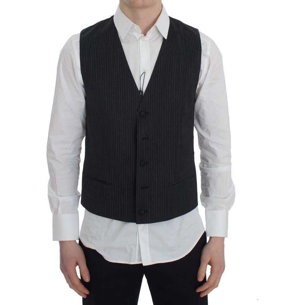 Dolce & Gabbana Gray Striped Formal Vest