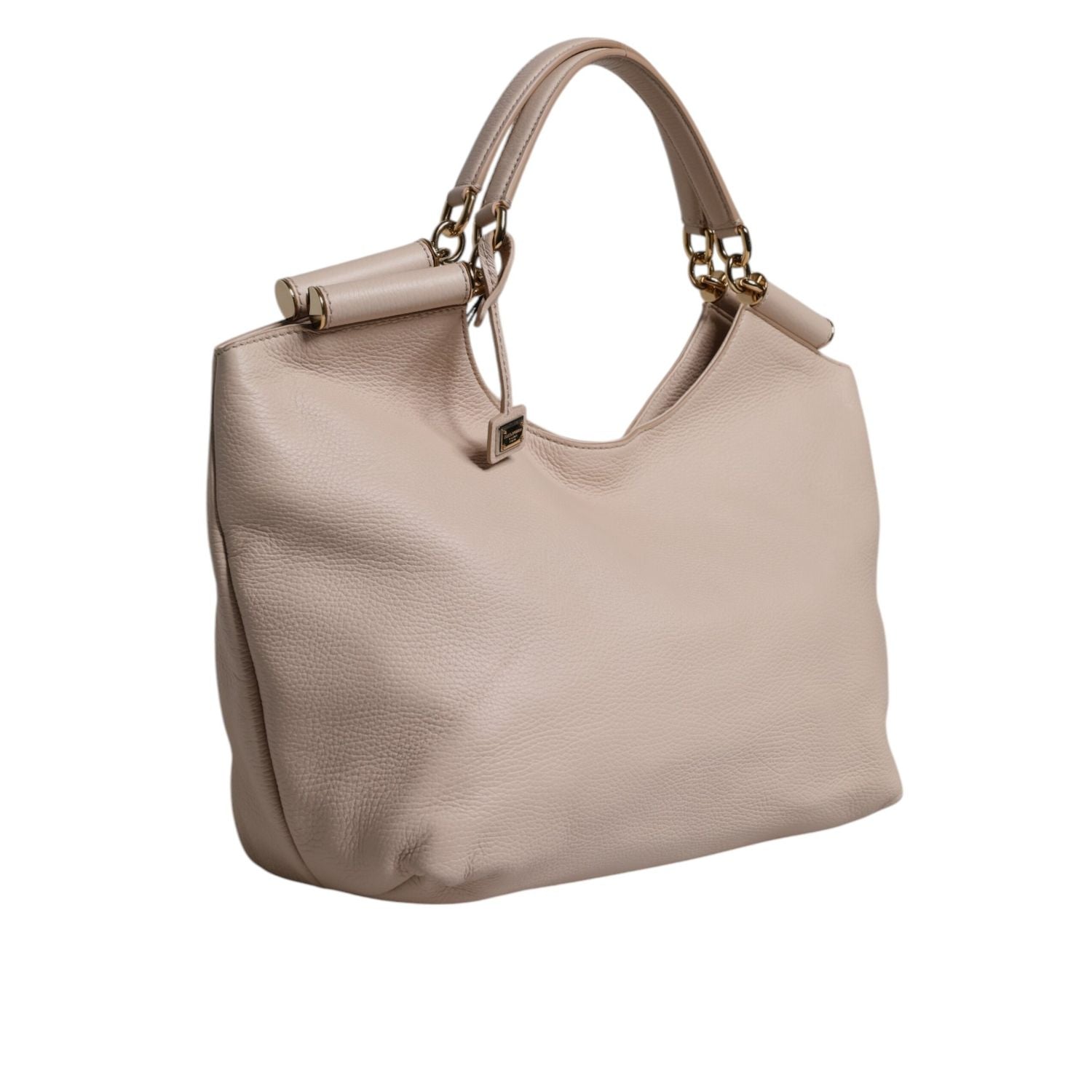 Dolce & Gabbana Light Pink Deer Leather Logo Plaque Tote Top Handle Bag