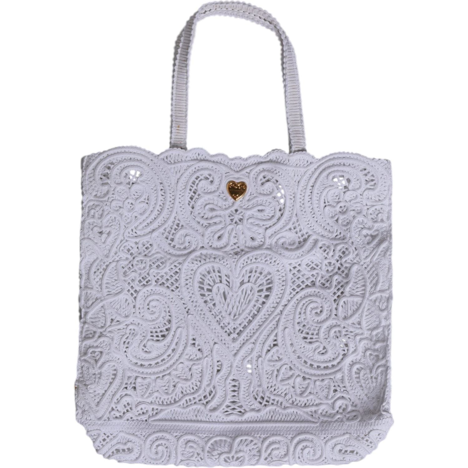 Dolce & Gabbana White Cordonetto Lace Beatrice Tote Shopping Bag