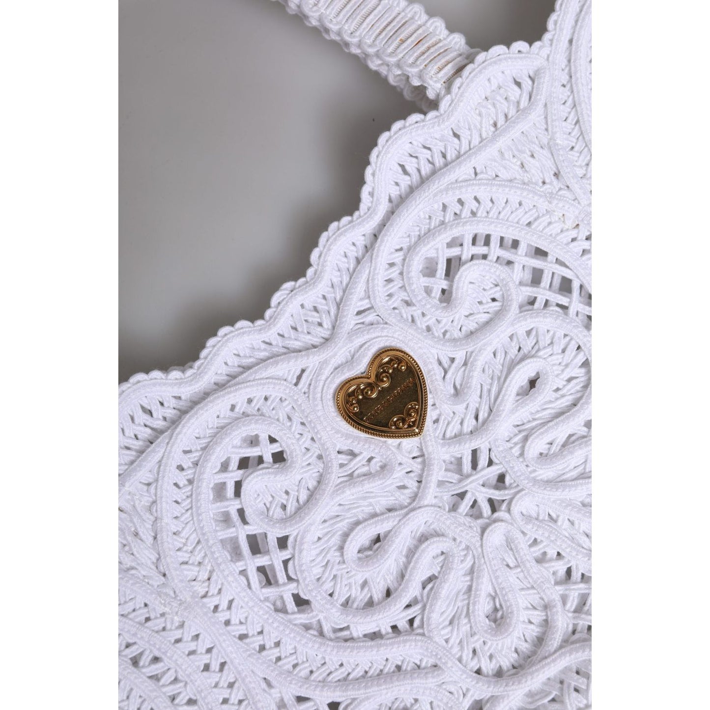 Dolce & Gabbana White Cordonetto Lace Beatrice Tote Shopping Bag