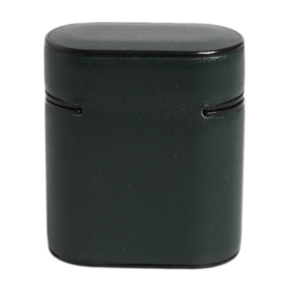 Dolce & Gabbana Green Calfskin Leather Logo Print Flip Holder Airpods Case