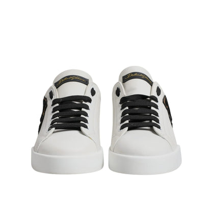 Dolce & Gabbana White Leather DG Logo Low Top Sneakers Shoes