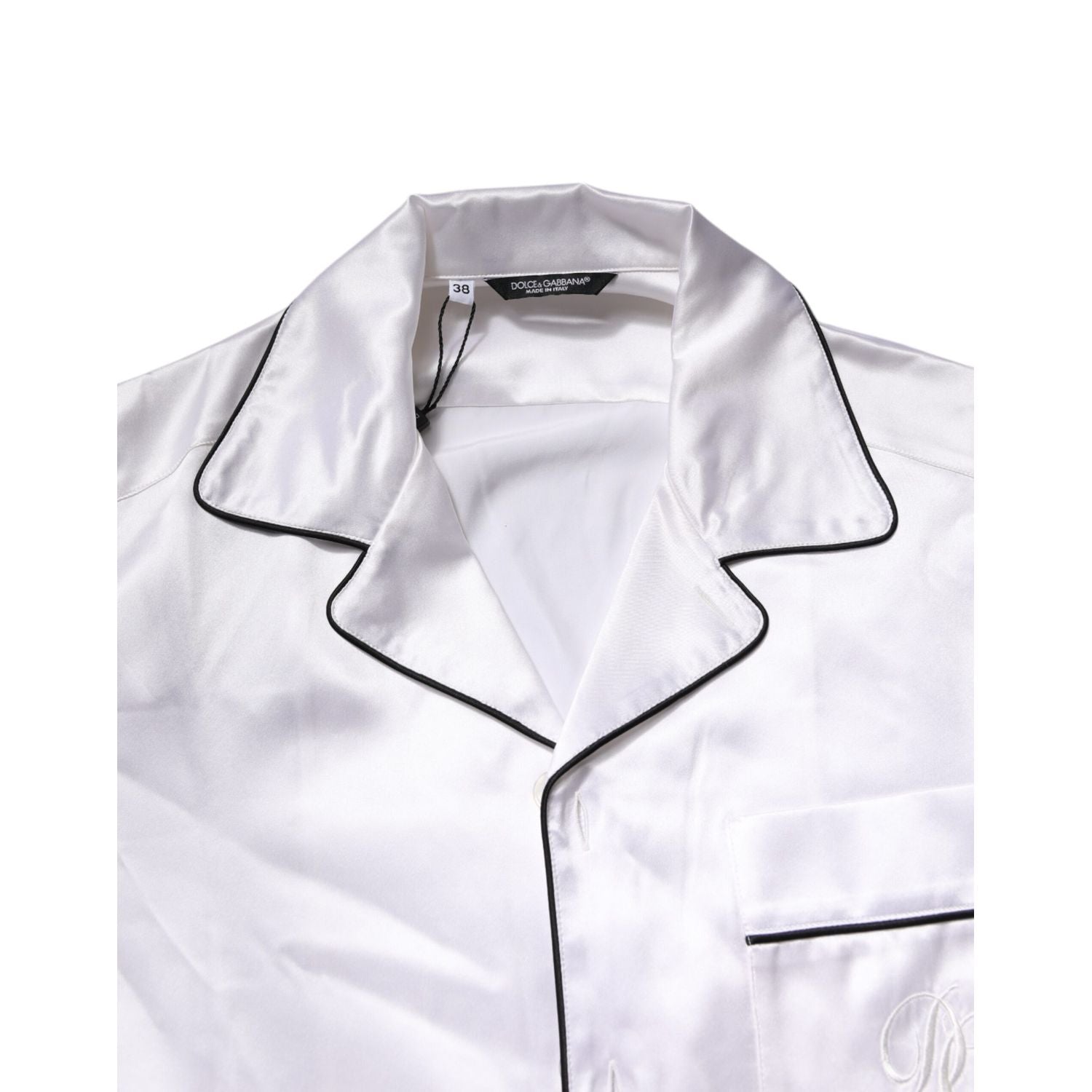 Dolce & Gabbana White Satin Silk Men Pajama Set Sleepwear