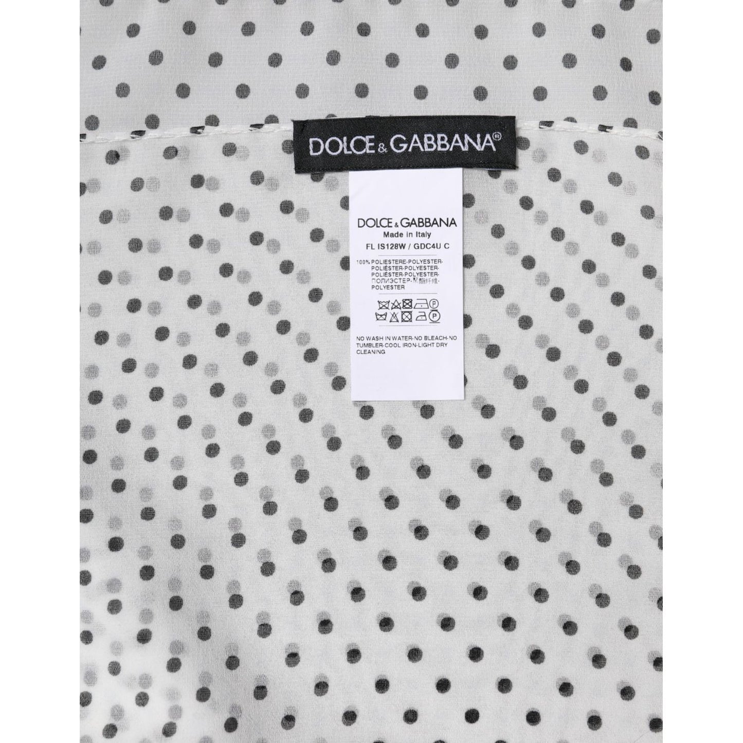 Dolce & Gabbana White Polka Dots Polyester Wrap Shawl Scarf