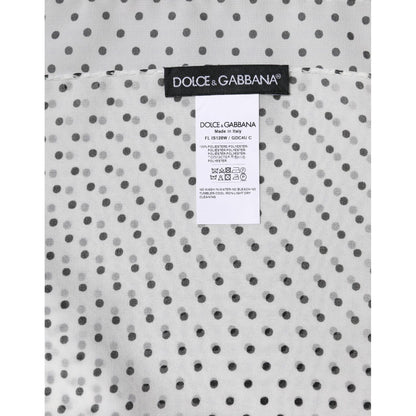Dolce & Gabbana White Polka Dots Polyester Wrap Shawl Scarf