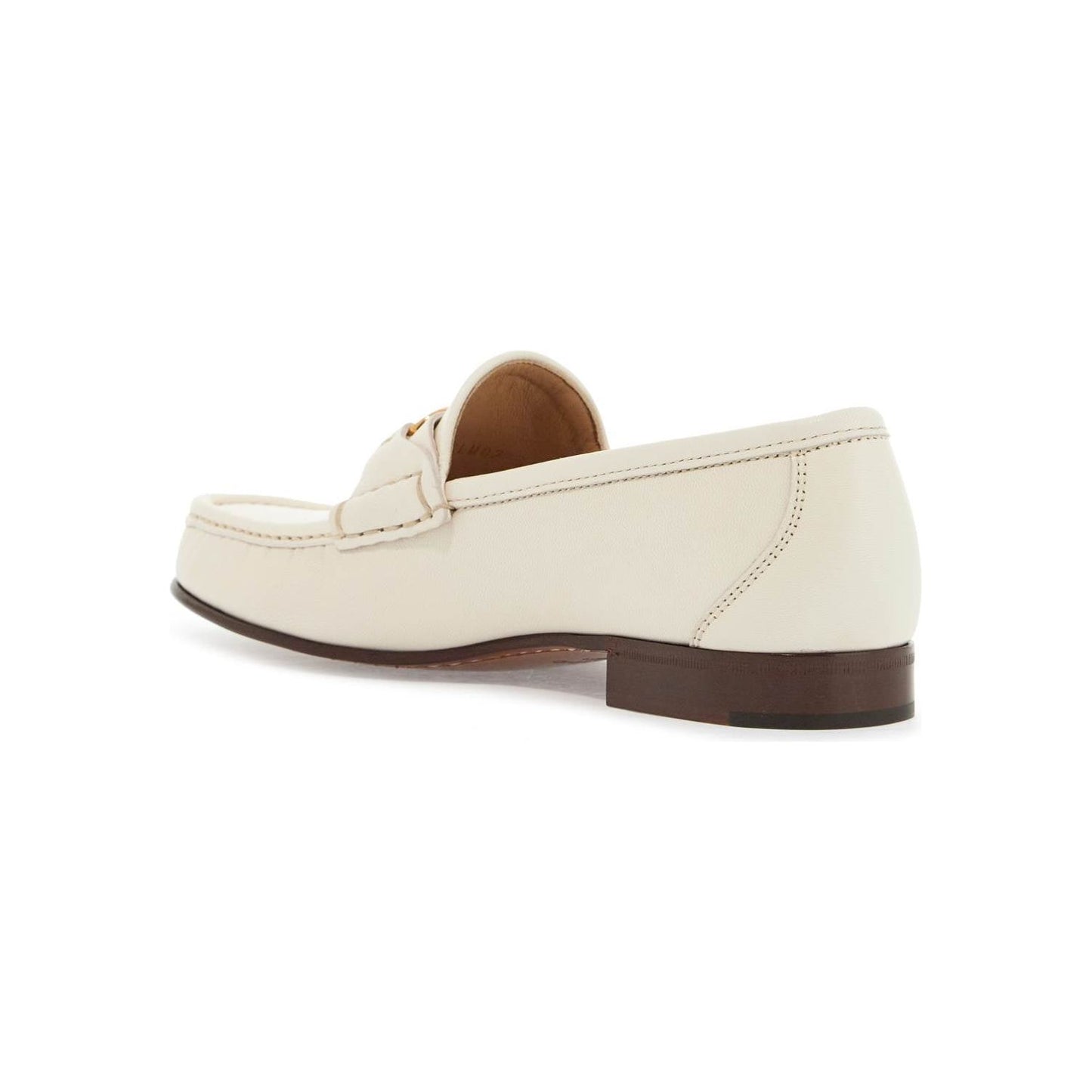 Valentino Garavani ivory leather loafer with golden metal v logo Loafers Valentino Garavani