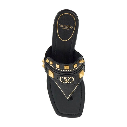 Valentino Garavani black buffalo leather studded flip-flops Sandals Valentino Garavani