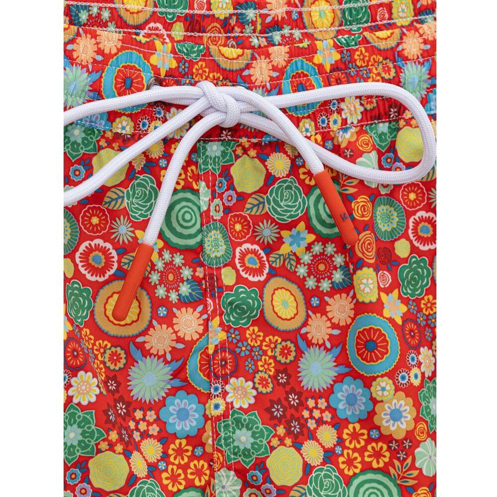 Isaia Red Polyester Swim Shorts Isaia