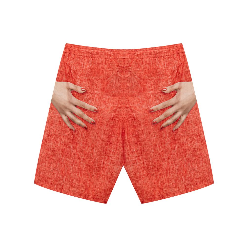 Isaia Red Polyester Swim Shorts Isaia