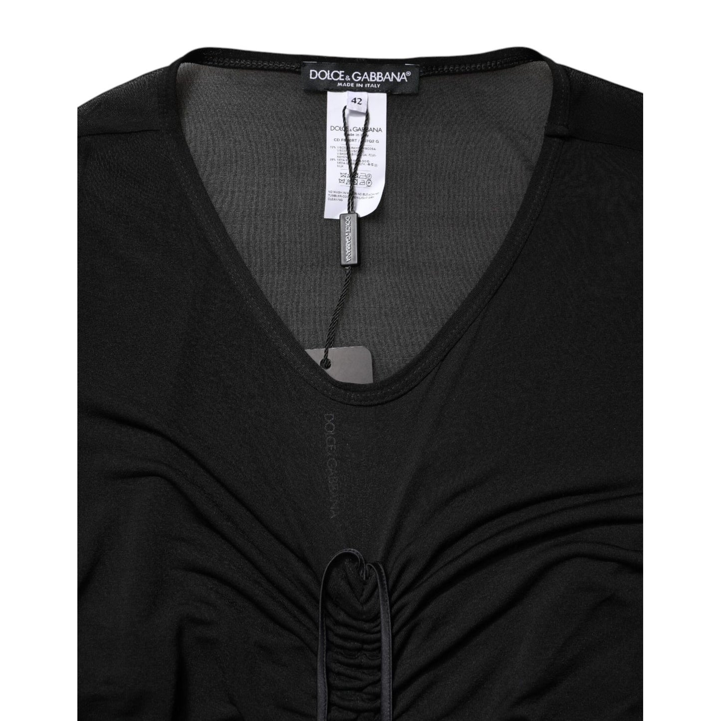 Dolce & Gabbana Black Mesh Trim Bodycon Long Sheath Dress