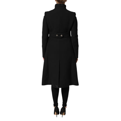 Dolce & Gabbana Black Wool Single Breasted Trench Coat Jacket