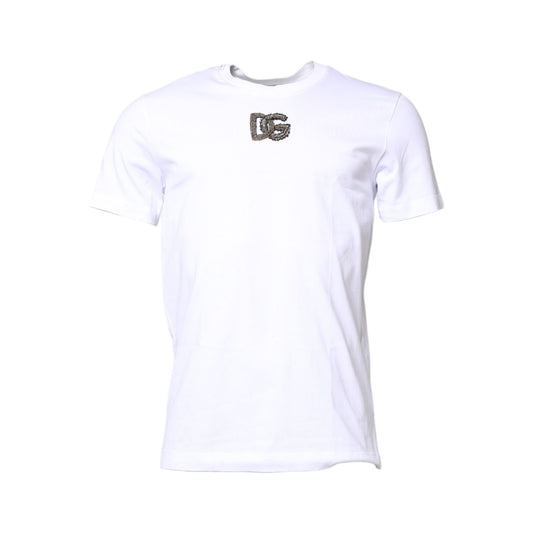 Dolce & Gabbana White Cotton DG Embroidery Crew Neck T-shirt