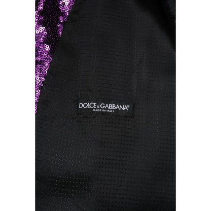 Dolce & Gabbana Purple Sequined Dress Formal Waistcoat Vest