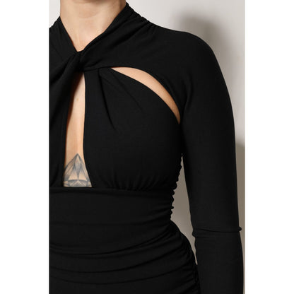 Dolce & Gabbana Black Long Sleeves Sheath Midi Dress