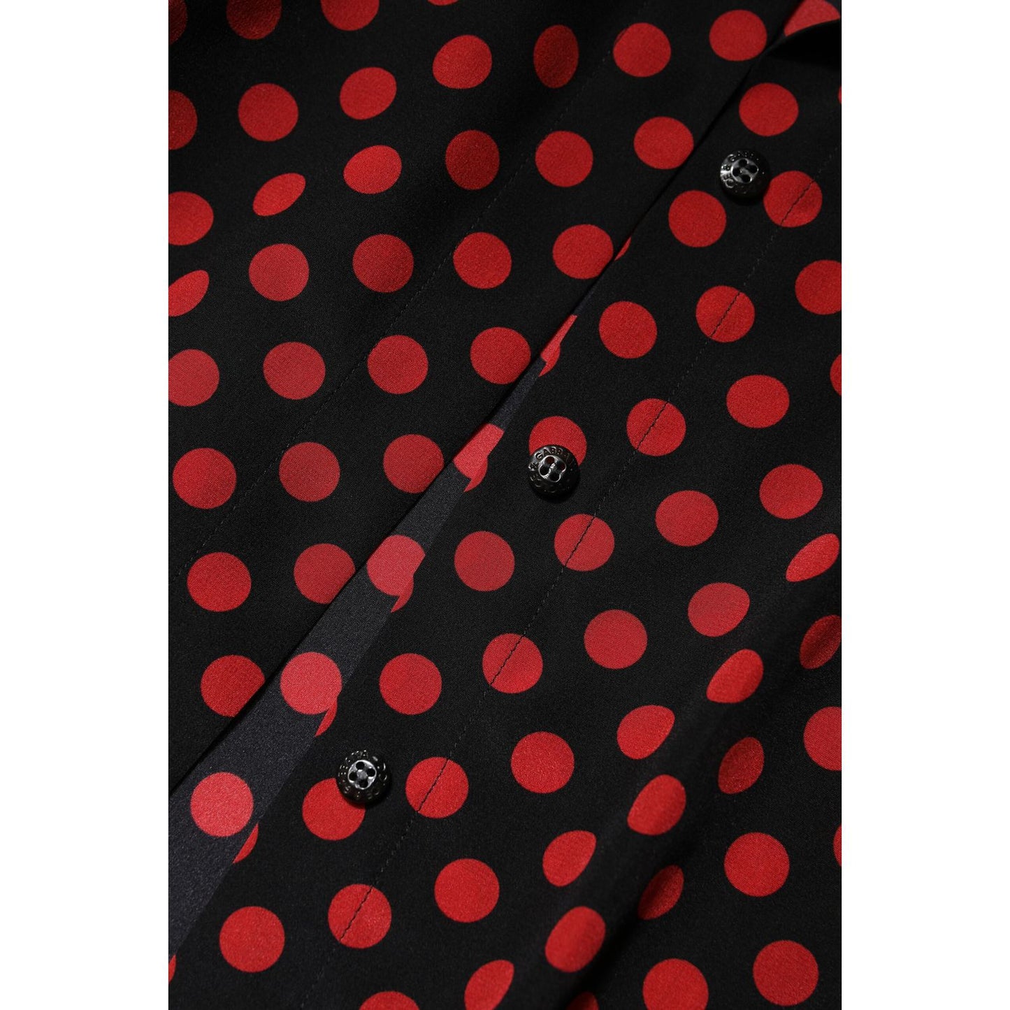 Dolce & Gabbana Black Red Polka Dot Silk Long Sleeves Top