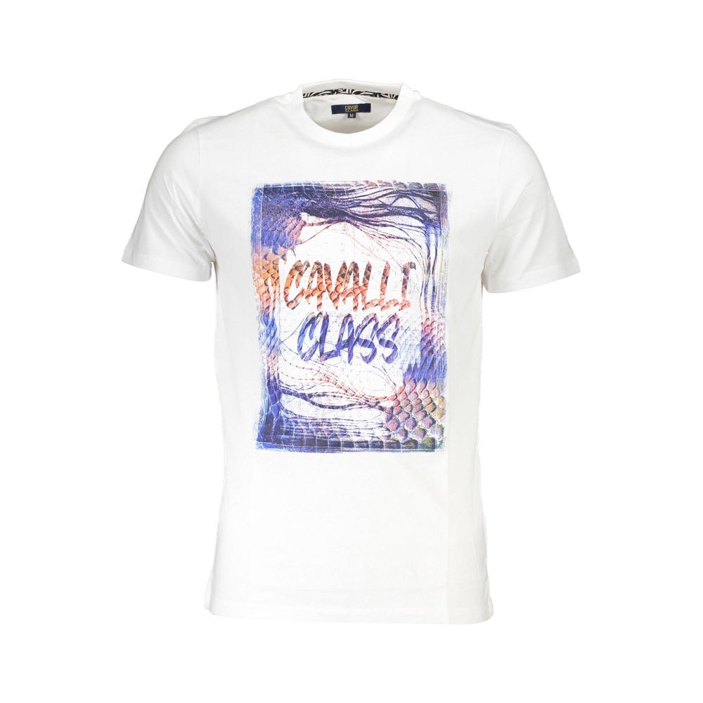 Cavalli Class White Cotton Men T-Shirt