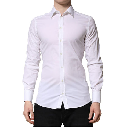 Dolce & Gabbana White GOLD Long Sleeves Men Dress Formal Shirt