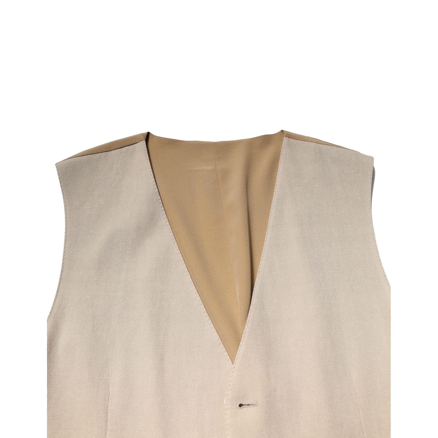 Dolce & Gabbana Beige Linen Dress Formal Men Waistcoat Vest