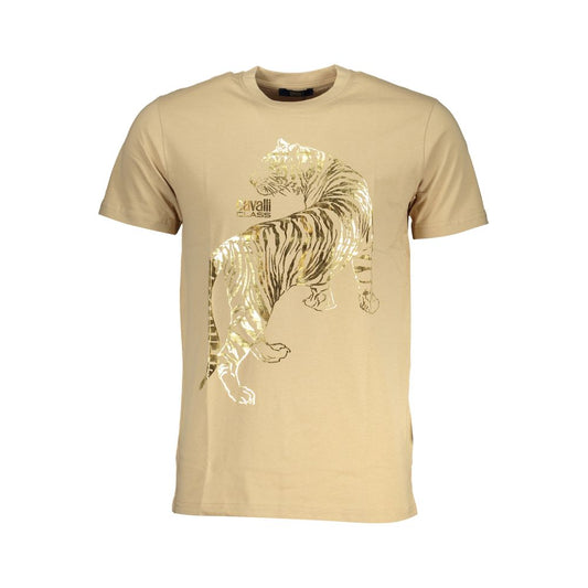 Cavalli Class Beige Cotton Men T-Shirt
