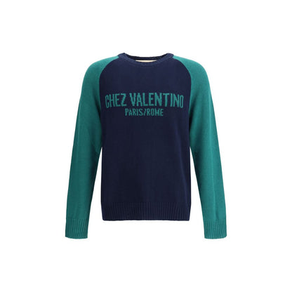 Valentino Blue Fleece Wool Sweatshirt Valentino