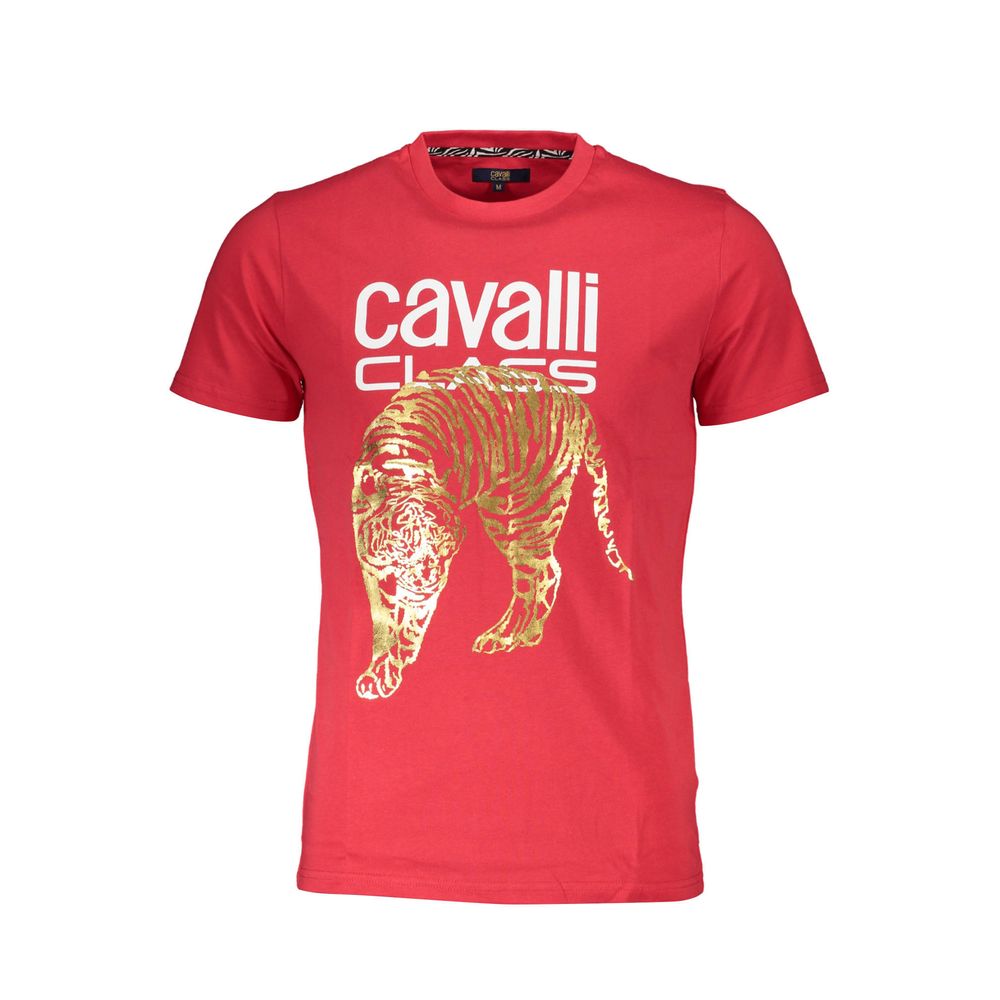 Cavalli Class Rosso Cotton Men T-Shirt