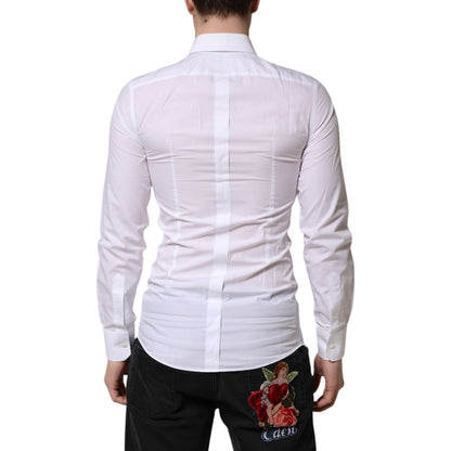 Dolce & Gabbana White GOLD Long Sleeves Dress Men Formal Shirt