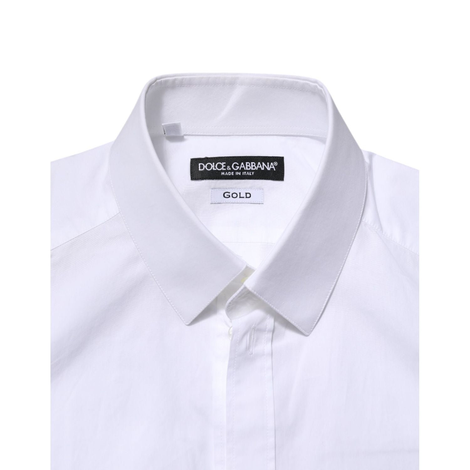Dolce & Gabbana White GOLD Long Sleeves Dress Men Formal Shirt
