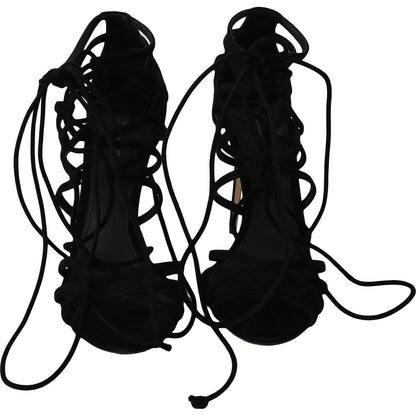 Dolce & Gabbana Black Suede Strap Stilettos Sandals