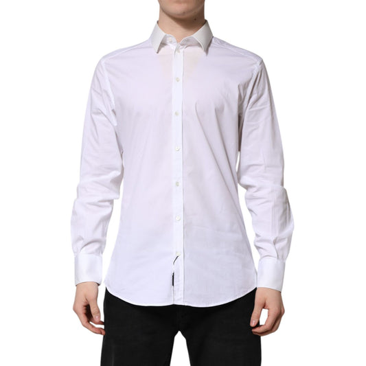 Dolce & Gabbana White Cotton GOLD Long Sleeves Dress Shirt