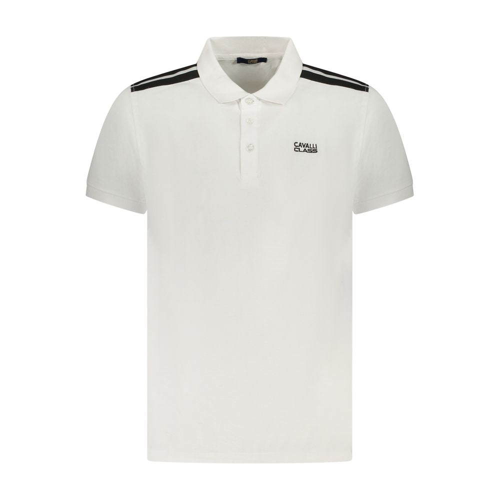 Cavalli Class White Cotton Mens Polo Shirt