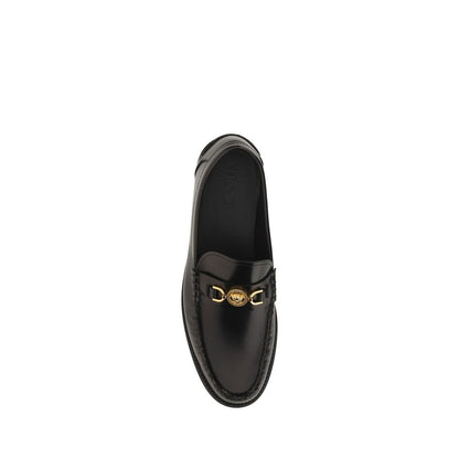 Versace Black Calf Leather Bos Taurus Slip-On Loafers 1728,72470364320,Black,EU39/US6,EU40/US7,EU41/US8,EU42/US9,Loafers - Men - Shoes,Loafers - Shoes,Men,Men - Shoes,New with tags,Shoes,Slip-On Loafers - Loafers - Shoes,Versace