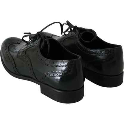 Dolce & Gabbana Green Leather Broque Oxford Wingtip Shoes