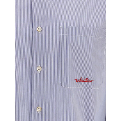Valentino Blue Cotton Pattern Shirt Valentino