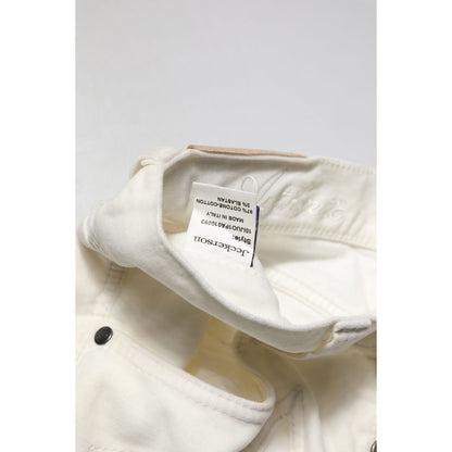 Jeckerson White Cotton Stretch Straight Fit Men Denim Jeans