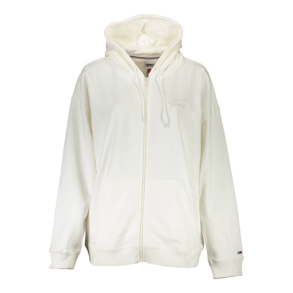 Tommy Hilfiger Bianco Cotton Women Sweatshirt with Hood
