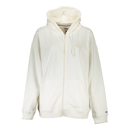 Tommy Hilfiger Bianco Cotton Women Sweatshirt with Hood